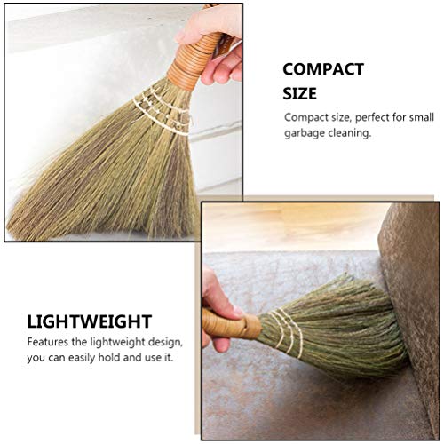 BESPORTBLE 2Pcs Straw Broom Dust Brush Small Broom Little Broom Hand Broom Floor Sweeping Broom Cleaner Desktop Cleaning Tool