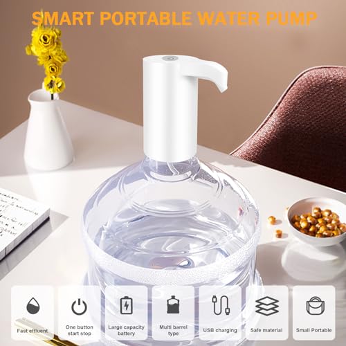 MJIYA Water Dispenser for 5 Gallon Bottle - Safe and Durable Electric Pump with Universal Compatibility - Convenient USB Charging Battery - Easy to Use and Portable - for Home, Camping, and Office