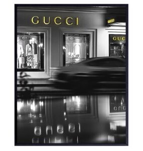 poster of gucci wall art decorations - 8x10 glam designer wall decor - luxury high fashion design wall decor - glamour wall art for living room - designer gifts for women