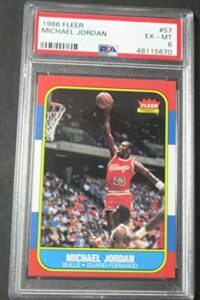 1986 fleer #57 michael jordan rookie rc psa 6 (undergraded) - basketball slabbed rookie cards