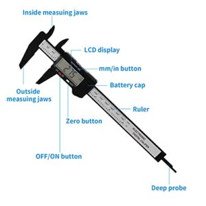 MEASUREMAN Electronic Digital Caliper Plastic Vernier Caliper with Large LCD Screen, Auto-Off Feature, Inch and Millimetre Conversion, 0-6 Inch/0-150 mm