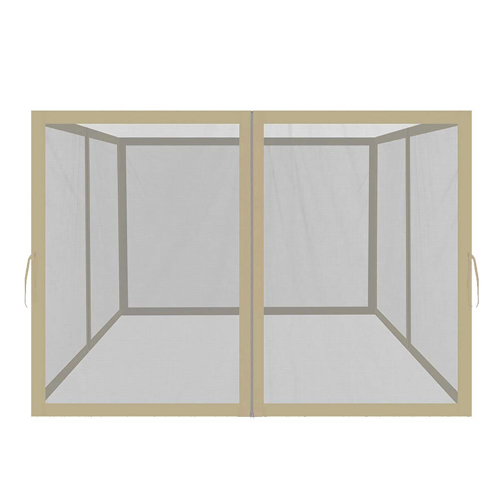EasyLee Gazebo 10x10 Replacement Mosquito Netting, 4-Panel Screen Walls for Outdoor Patio with Zipper, Universal Mosquito Net for Tent Only (Beige)