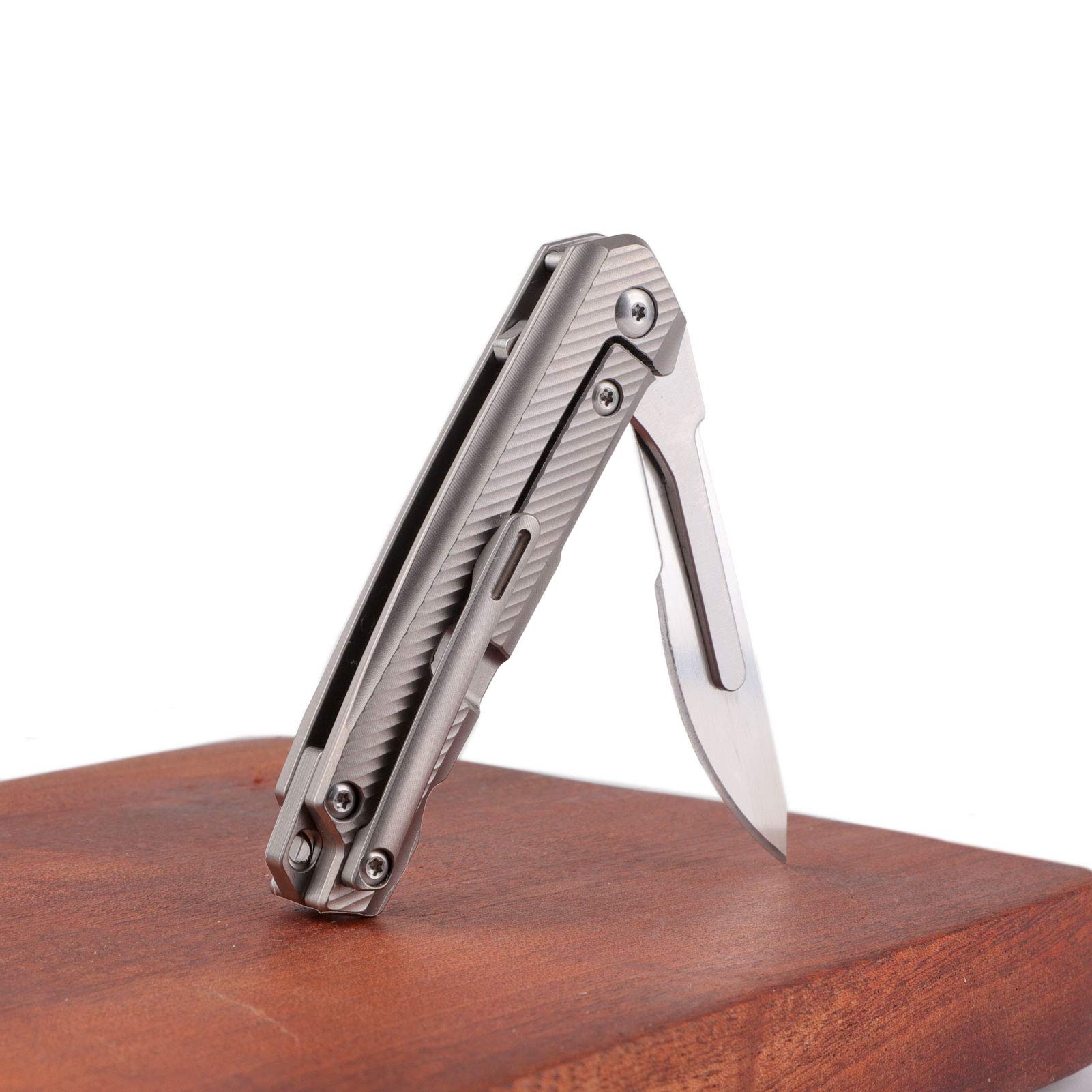 Samior S099 Mini Flipper Scalpel Folding Pocket Knife, 10pcs #24 Replaceable Blade, Highend CNC 6AL4V Titanium Handles Frame Lock Slim Pocket Clip, Utility EDC Keychain Knives, 1.2oz