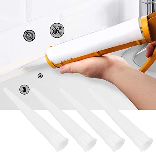 30pcs Plastic Caulking Gun extender Caulk Nozzle Tip Tool for Sausage Caulking Gun, Caulk Nozzles Applicator, Easy To Use, White,ZUOFANG