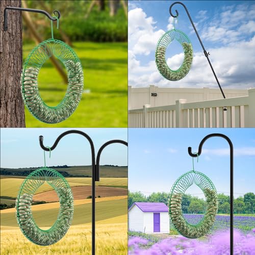 Gtongoko Peanut Wreath Bird Feeder 16 Inch, Rust & Waterproof, Solid Steel Durable Whole Peanut Wild Bird Feeder with Hanging Hook, Outdoor, Green