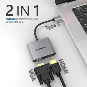 WAVLINK USB Type C to HDMI/VGA Adapter, 4K Resolution, Plug and Play, Wide Compatibility, Lifelong Customer Service