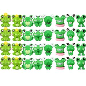jetec 32 pieces cute frog miniature figurines frog cake topper decorations mini garden frog ornaments animals model garden miniature landscape diy craft for home decoration party supplies