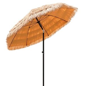 funsite 6ft tiki umbrellas for outside, uv protect thatch umbrella with tilt design, thatch patio umbrella for outdoor tiki bar, tropical palapa tiki hut hawaiian hula beach umbrella