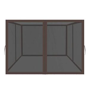easylee universal 10x 10 gazebo replacement mosquito netting, 4-panel netting walls for patio with zippers (brown)