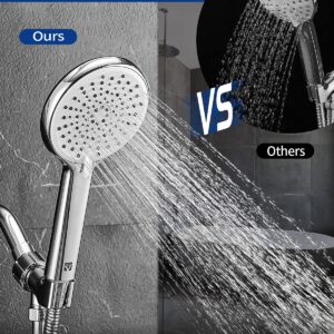 High Pressure Handheld Shower Head VMASSTONE 3-Setting Shower head Kit - Jet Water Mode - with 59" Stainless Hose and Adjustable Mount Excellent Replacement for Bath Showerhead (HM-001 Chrome)