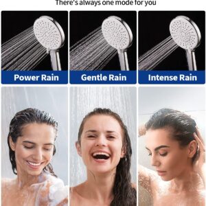 High Pressure Handheld Shower Head VMASSTONE 3-Setting Shower head Kit - Jet Water Mode - with 59" Stainless Hose and Adjustable Mount Excellent Replacement for Bath Showerhead (HM-001 Chrome)