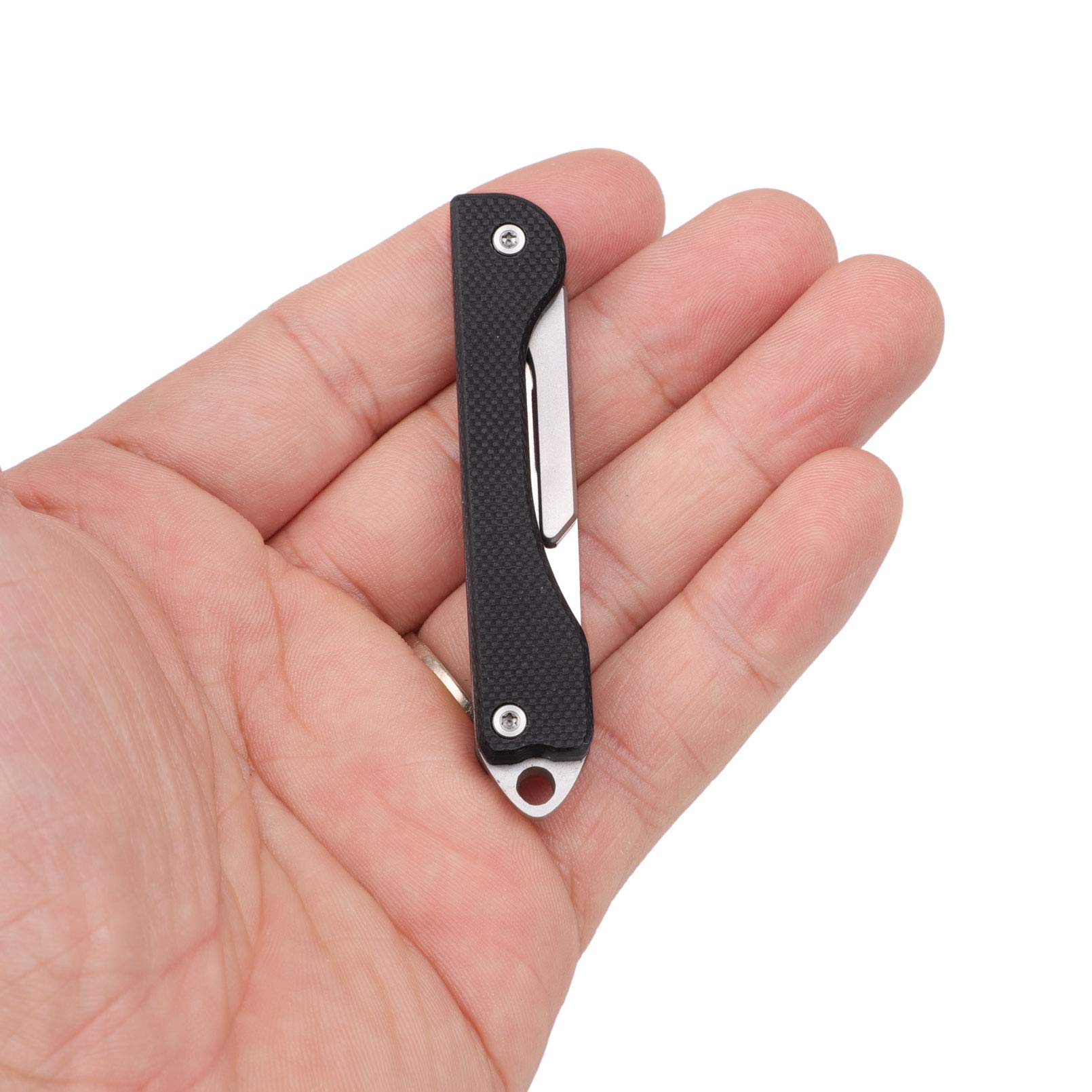 Samior S12 Mini SlipJoint Scalpel Folding Pocket Knife with 10pcs #11 Replaceable Blade, Black G10 Handle Utility EDC Keychain Knife for Box Cutting, Crafting 0.5oz