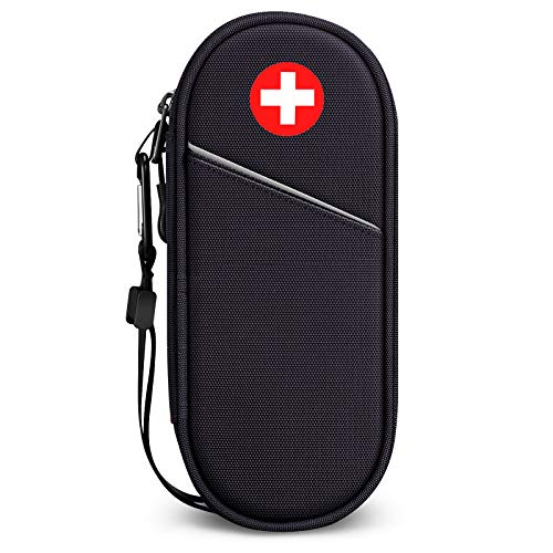 SITHON EpiPen Medical Carrying Case Insulated, Travel Medication Organizer Bag Emergency Medical Pouch Holds 2 EpiPens, Asthma Inhaler, Anti-Histamine, Auvi-Q, Allergy Medicine Essentials, Black