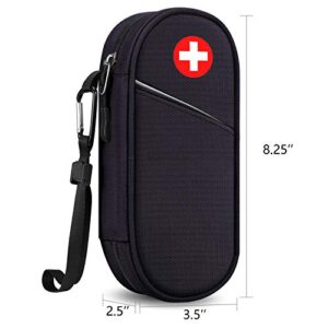 SITHON EpiPen Medical Carrying Case Insulated, Travel Medication Organizer Bag Emergency Medical Pouch Holds 2 EpiPens, Asthma Inhaler, Anti-Histamine, Auvi-Q, Allergy Medicine Essentials, Black