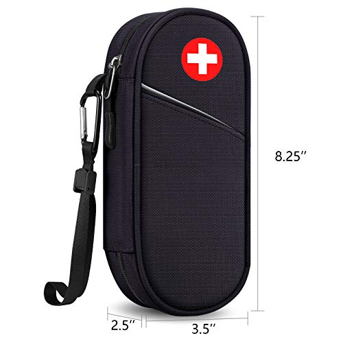 SITHON EpiPen Medical Carrying Case Insulated, Travel Medication Organizer Bag Emergency Medical Pouch Holds 2 EpiPens, Asthma Inhaler, Anti-Histamine, Auvi-Q, Allergy Medicine Essentials, Black