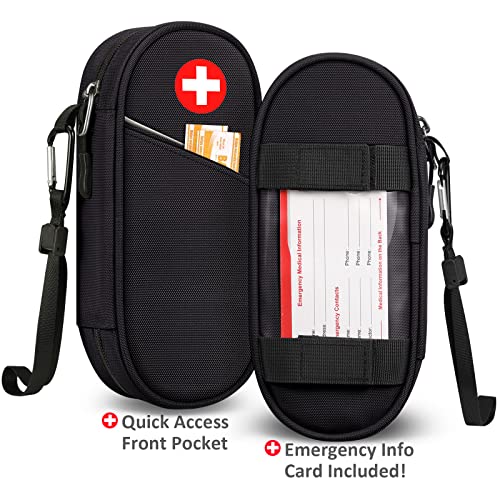 SITHON EpiPen Medical Carrying Case Insulated, Travel Medication Organizer Bag Emergency Medical Pouch Holds 2 EpiPens, Asthma Inhaler, Anti-Histamine, Auvi-Q, Allergy Medicine Essentials, Black