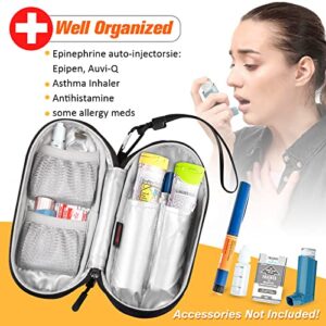 SITHON EpiPen Medical Carrying Case Insulated, Travel Medication Organizer Bag Emergency Medical Pouch Holds 2 EpiPens, Asthma Inhaler, Anti-Histamine, Auvi-Q, Allergy Medicine Essentials, Black