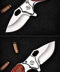 Small Folding Knife Pocket Knife Knives Redwood Handle D2 Sharp Blade - Pocket Knife for Men - Best Partner for Camping Hunting Fishing - EDC and Outdoor Gear - Birthday Christmas Gifts