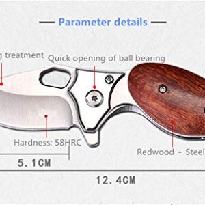 Small Folding Knife Pocket Knife Knives Redwood Handle D2 Sharp Blade - Pocket Knife for Men - Best Partner for Camping Hunting Fishing - EDC and Outdoor Gear - Birthday Christmas Gifts