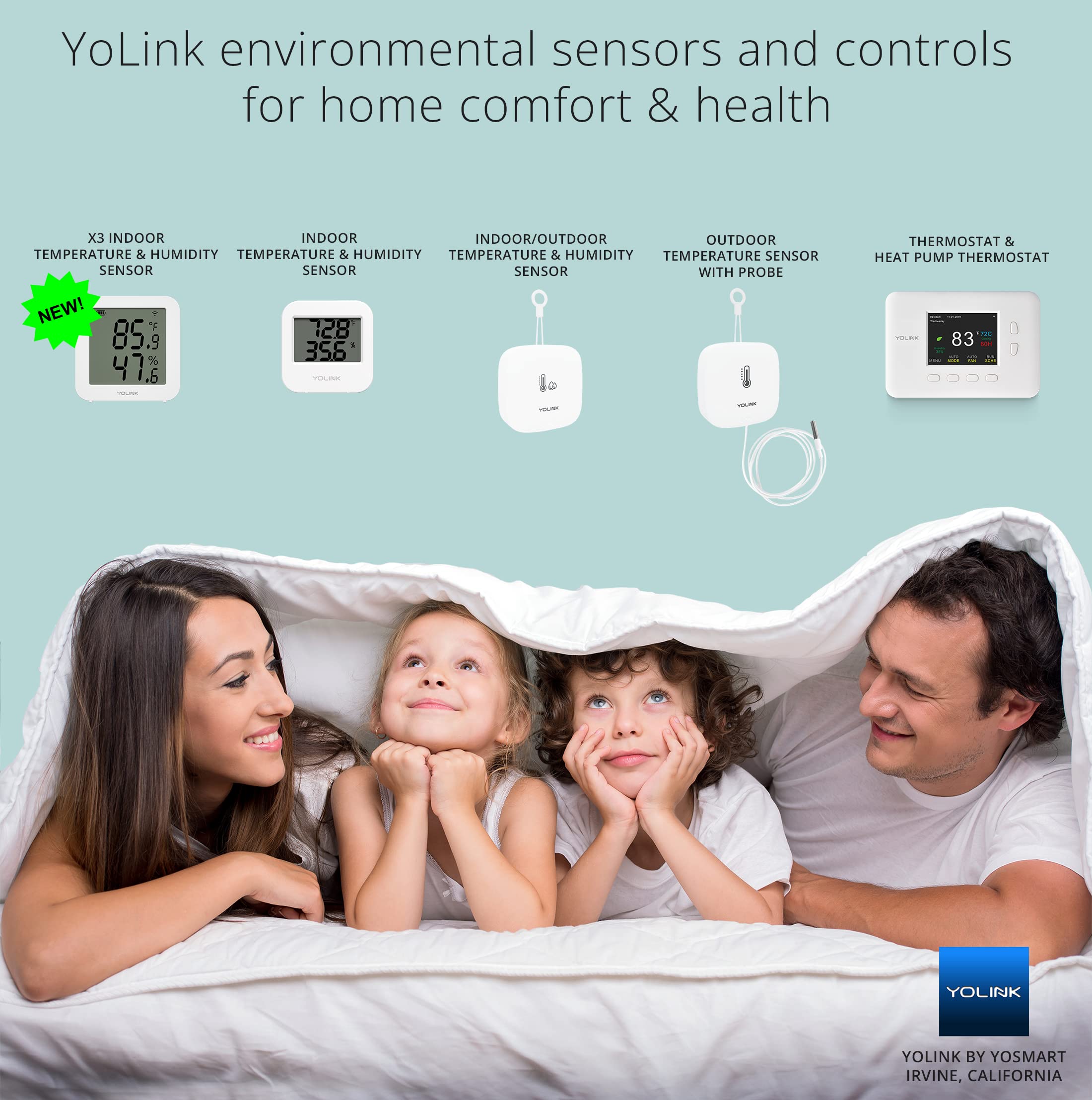 YoLink Weatherproof Fluid, Air, Surface Extreme High/Low Temperature Sensor with Probe, 1/4 Mile Long Range, YoLink Hub Required