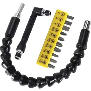 11.7in Flexible Screwdriver Bit Extension Kit - 10pc Set with 90° Angled Bits and Soft Shaft Adaptors