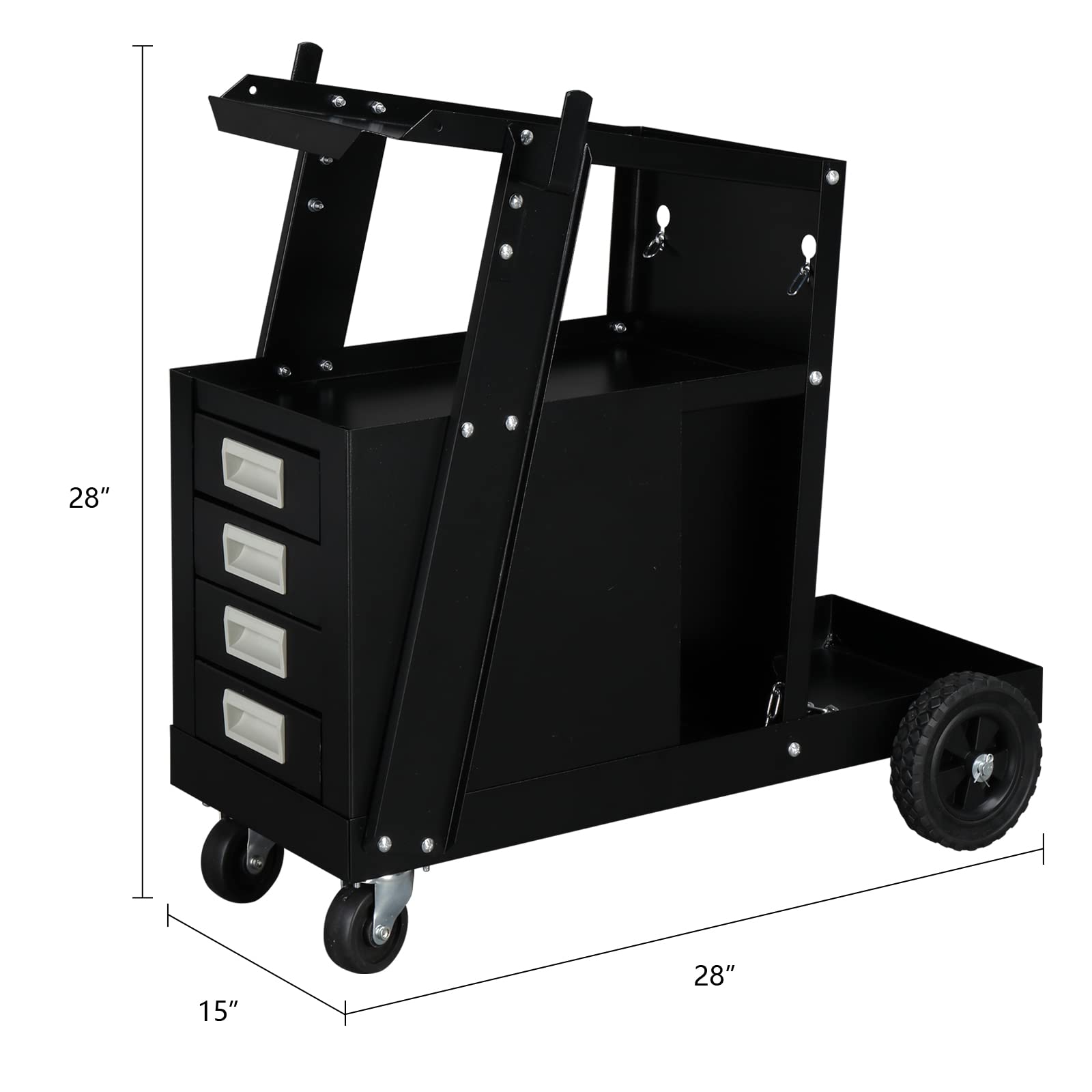 SSLine Rolling Welder Cart Plasma Cutter MIG TIG ARC Welding Cart with 4 Drawers and Wheels Heavy Duty Steel Welding Trolley Universal Storage -100lbs Weight Capacity