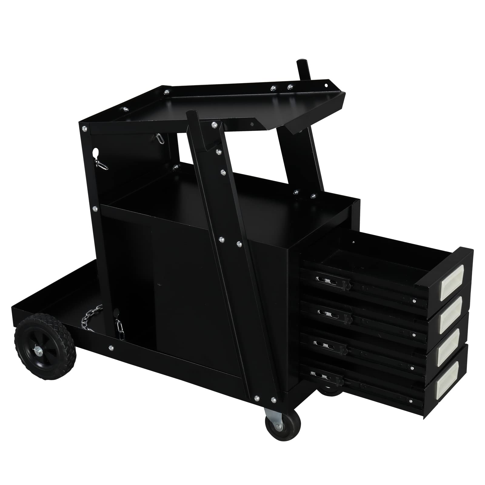 SSLine Rolling Welder Cart Plasma Cutter MIG TIG ARC Welding Cart with 4 Drawers and Wheels Heavy Duty Steel Welding Trolley Universal Storage -100lbs Weight Capacity