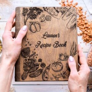 enjoy the wood wooden blank recipe book binder - personalized recipe notebook - family cookbook journal custom sketchbook to write in organizer by enjoy the wood (medium (a5), peppers)