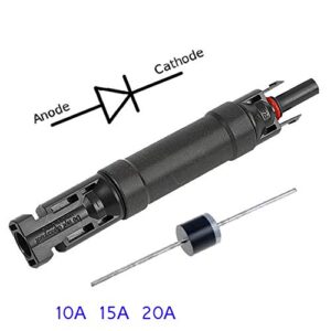 BAYM Solar Panel PV Cable Connector Built in 15A Diode in-Line Fuse Solar Wire Connector Solar PV System IP68 Waterproof Anti-backflow(10pcs)