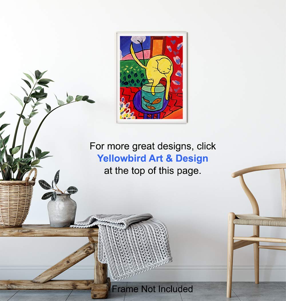 Cat Wall Decor - Boho Bohemian Decor - Matisse Poster - Cat Wall Art - Abstract Art - Mid Century Modern Wall Decor - Minimalist Wall Art - Aesthetic Room Decor - Cat Themed Gifts - Kitty Cat