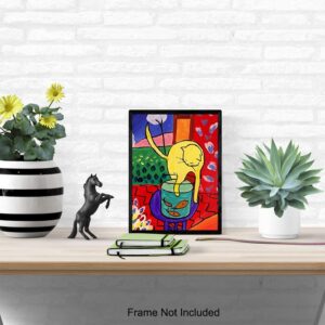 Cat Wall Decor - Boho Bohemian Decor - Matisse Poster - Cat Wall Art - Abstract Art - Mid Century Modern Wall Decor - Minimalist Wall Art - Aesthetic Room Decor - Cat Themed Gifts - Kitty Cat