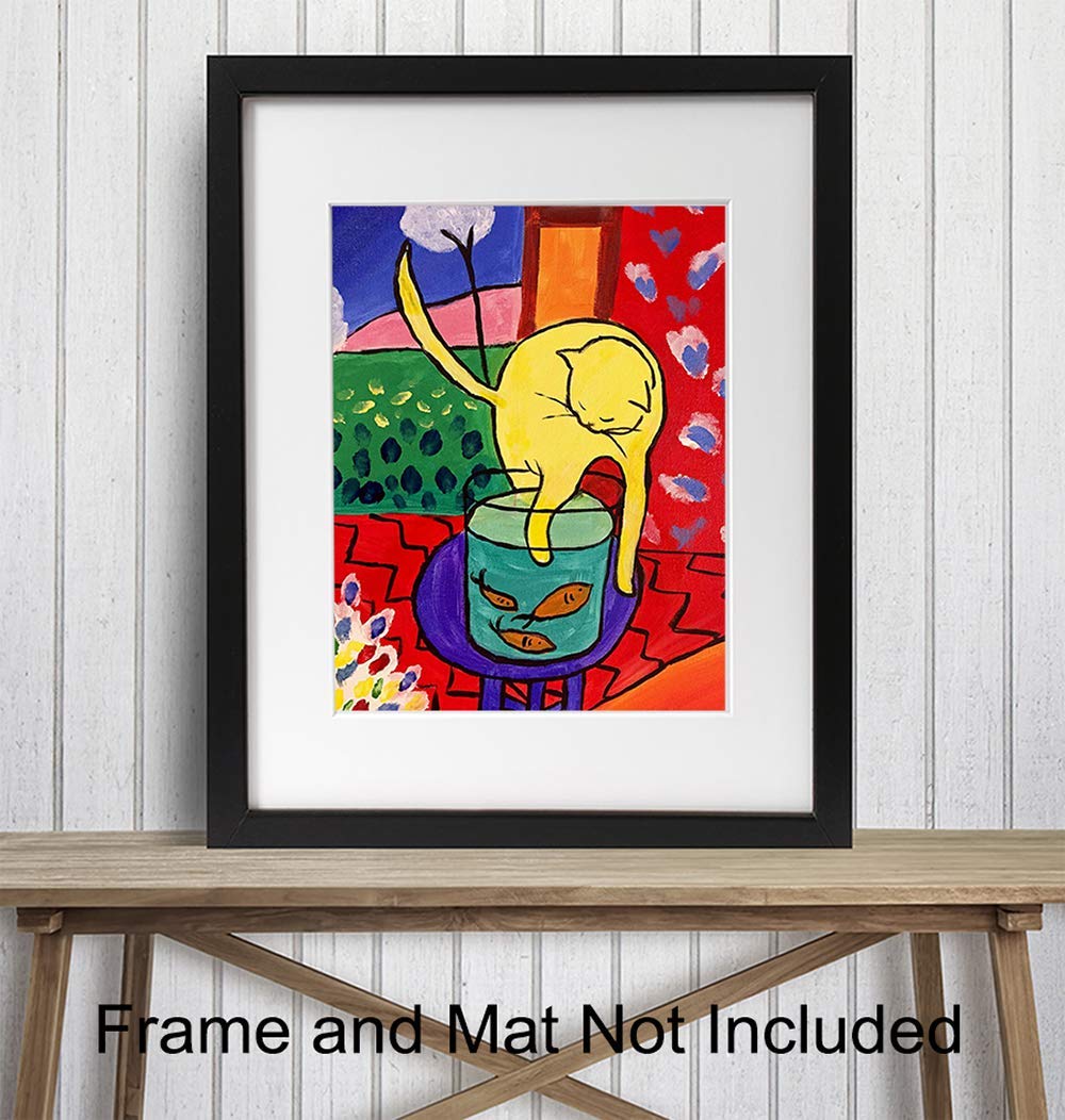 Cat Wall Decor - Boho Bohemian Decor - Matisse Poster - Cat Wall Art - Abstract Art - Mid Century Modern Wall Decor - Minimalist Wall Art - Aesthetic Room Decor - Cat Themed Gifts - Kitty Cat