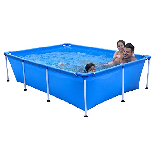 JLeisure Avenli 8.5 Feet x 6 Feet x 2 Feet Rectangular Above Ground Framed Outdoor Backyard Swimming Pool for Adults and Kids, Blue