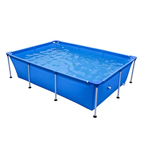 JLeisure Avenli 8.5 Feet x 6 Feet x 2 Feet Rectangular Above Ground Framed Outdoor Backyard Swimming Pool for Adults and Kids, Blue