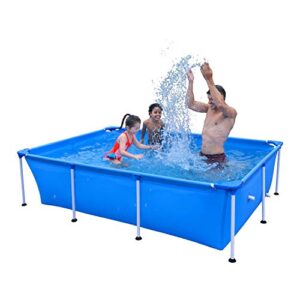 JLeisure Avenli 8.5 Feet x 6 Feet x 2 Feet Rectangular Above Ground Framed Outdoor Backyard Swimming Pool for Adults and Kids, Blue