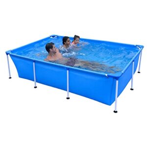 JLeisure Avenli 8.5 Feet x 6 Feet x 2 Feet Rectangular Above Ground Framed Outdoor Backyard Swimming Pool for Adults and Kids, Blue