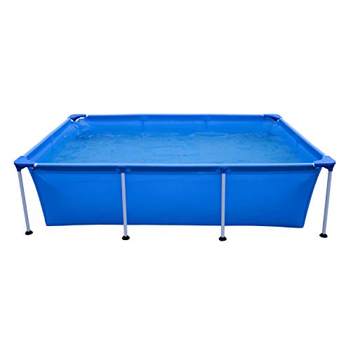JLeisure Avenli 8.5 Feet x 6 Feet x 2 Feet Rectangular Above Ground Framed Outdoor Backyard Swimming Pool for Adults and Kids, Blue