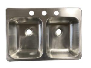 class a customs | 25" x 17" x 5" stainless steel double bowl sink | 300 series stainless steel | rv camper motor home sink | concession sink
