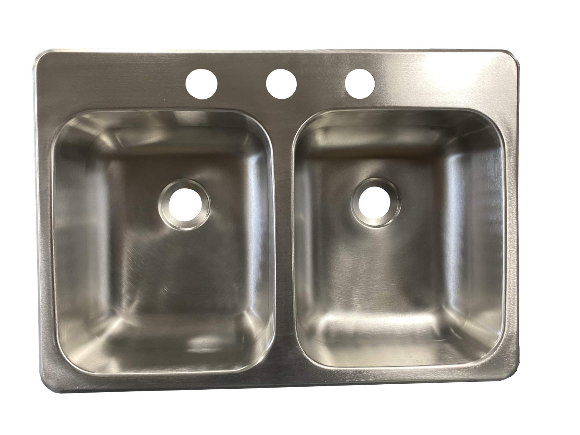 Class A Customs | 25" X 17" X 5" Stainless Steel Double Bowl Sink | 300 Series Stainless Steel | RV Camper Motor Home Sink | Concession Sink