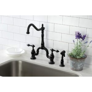 Kingston Brass KS7750ALBS English Country Bridge Kitchen Faucet, Matte Black 8 x 8.25 x 14.5