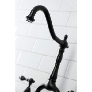 Kingston Brass KS7750ALBS English Country Bridge Kitchen Faucet, Matte Black 8 x 8.25 x 14.5