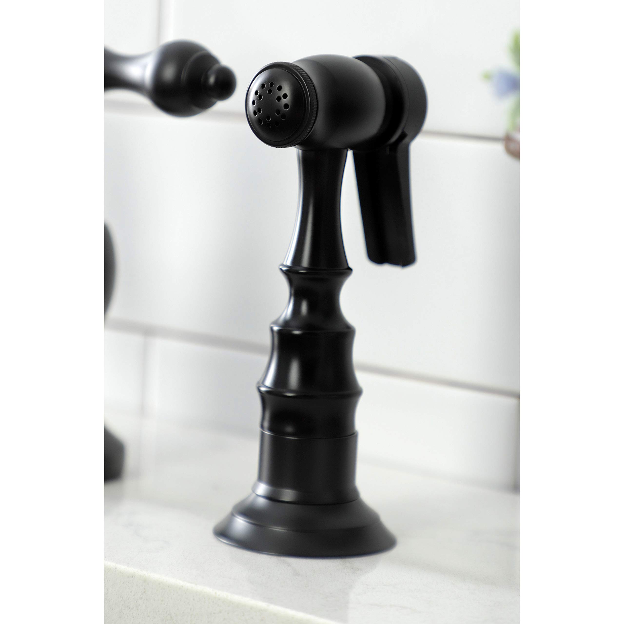 Kingston Brass KS7750ALBS English Country Bridge Kitchen Faucet, Matte Black 8 x 8.25 x 14.5