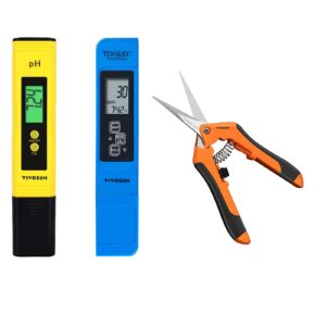 vivosun ph and tds meter combo and 6.5 inch gardening hand pruner pruning shear with straight stainless steel blades orange