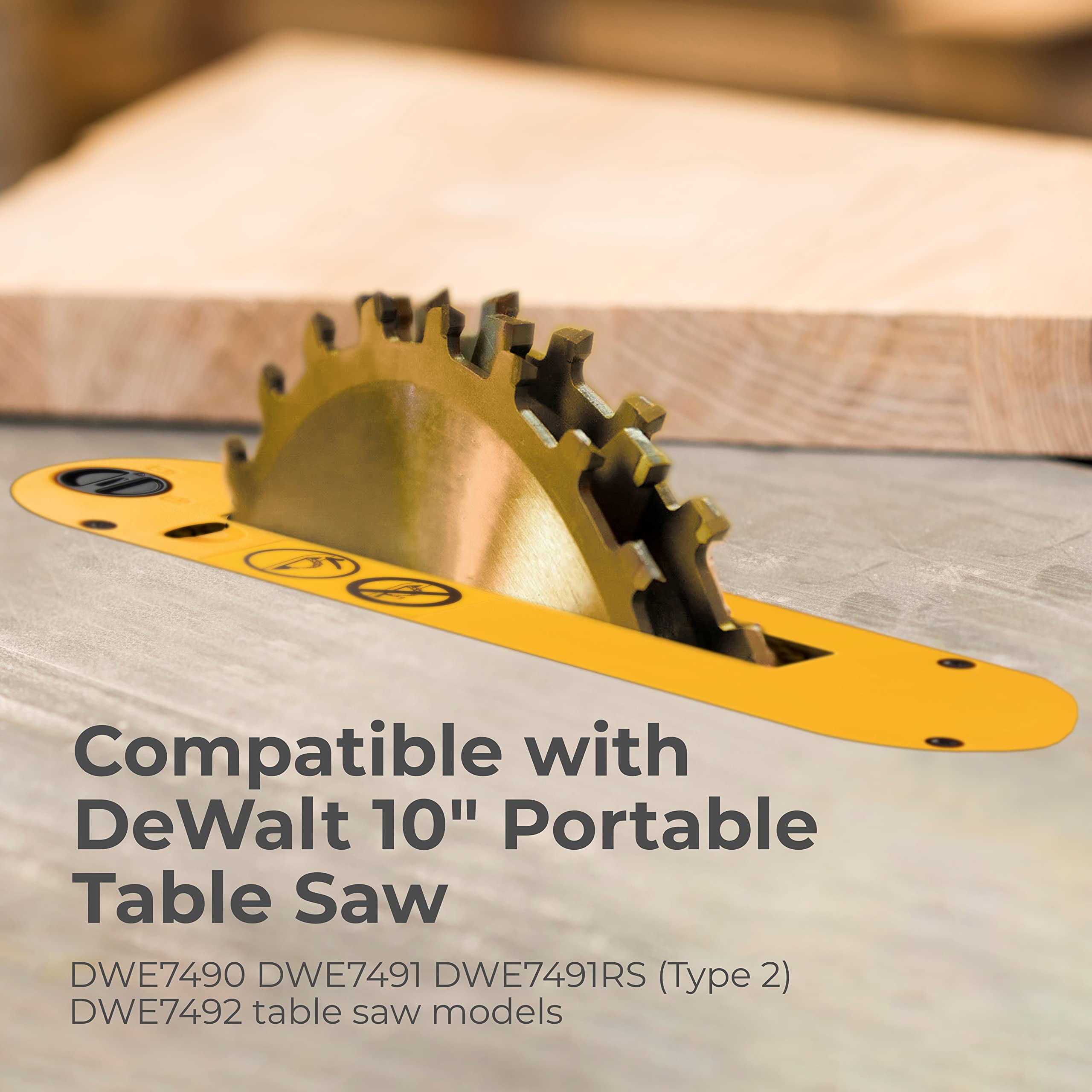 TonGass Dado Throat Plate Compatible with DeWalt 10" Portable Table Saw (DWE7490 DWE7491 DWE7491RS DWE7492) - Made from Impact-Resistant PC/PBT Blend Material