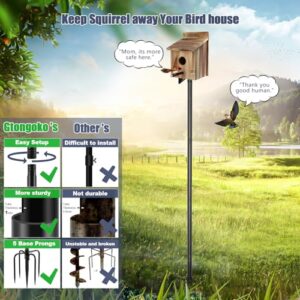 Gtongoko Smart Bird Feeder Pole, 79 Inch New Upgraded Hummingbird House Pole for Outdoor, Bird Buddy Pole, Bluebird House Pole Mount Kit, Adjustable Heavy Duty Bird Feeder Stand, Black
