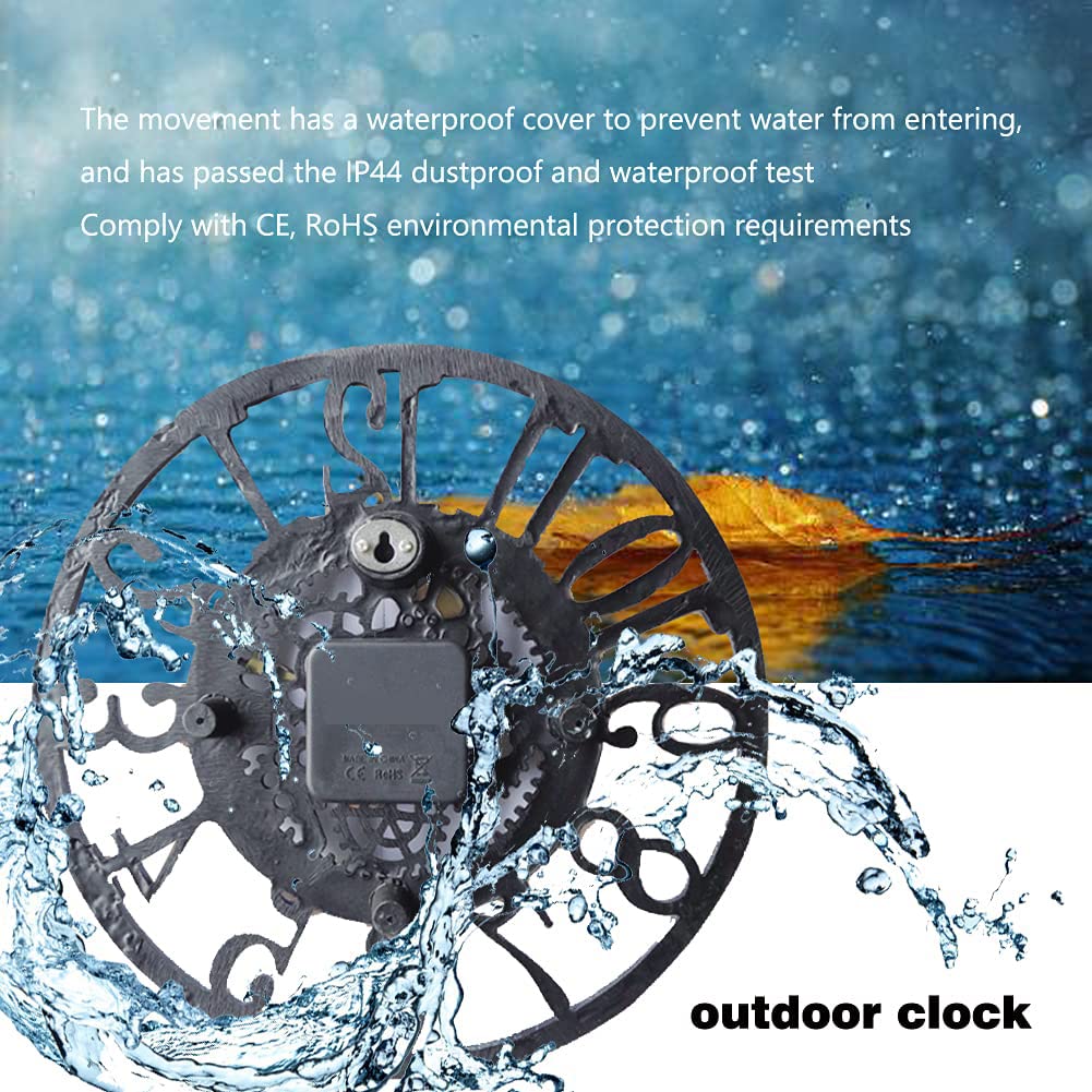 KRNYKJ Outdoor/Indoor Wall Clock Waterproof, Silent Non Ticking 12 Inch Clock Decor Clock for Patio, Garden, Pool or Hanging Outside