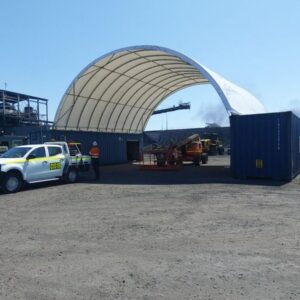 Mytee Products 40'(L) x 20'(W) Shipping Container Canopy Shelter - 21 Oz 610 GSM PVC White Cover Storage Container Roof with No End Walls - Durable & Weather-Resistant