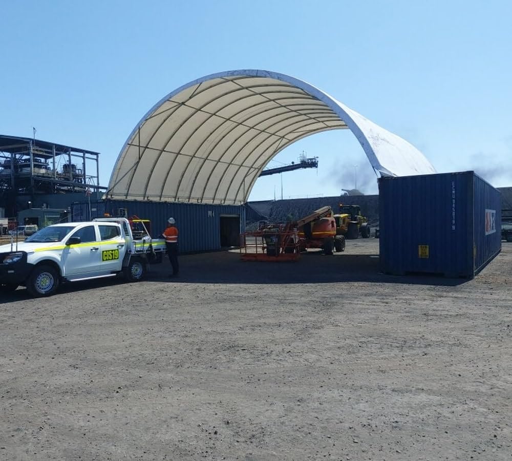 Mytee Products 40'(L) x 20'(W) Shipping Container Canopy Shelter - 21 Oz 610 GSM PVC White Cover Storage Container Roof with No End Walls - Durable & Weather-Resistant