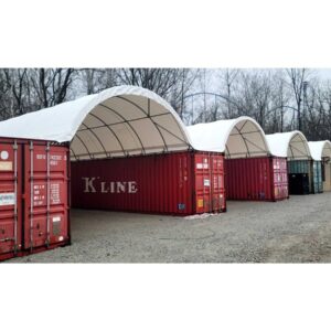 Mytee Products 40'(L) x 20'(W) Shipping Container Canopy Shelter - 21 Oz 610 GSM PVC White Cover Storage Container Roof with No End Walls - Durable & Weather-Resistant