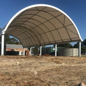 Mytee Products 40'(L) x 20'(W) Shipping Container Canopy Shelter - 21 Oz 610 GSM PVC White Cover Storage Container Roof with No End Walls - Durable & Weather-Resistant